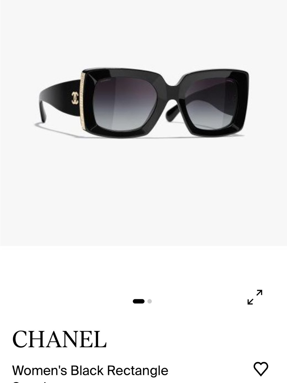 CHANEL Black Oversized Square Sunglasses with Gold Accents